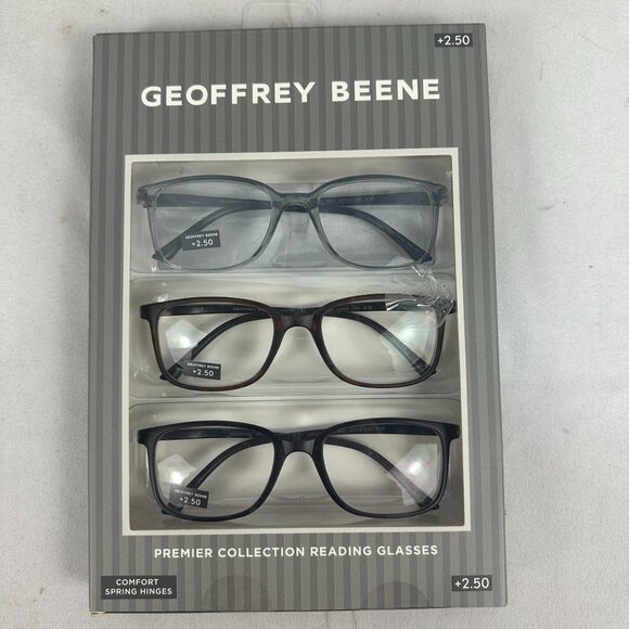 Geoffrey Beene Premier Collection 3 Pair Reading Glasses +2.50 Diopter Lenses - Picture 1 of 4